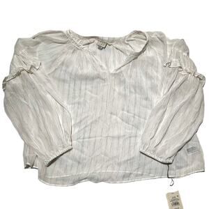 A New Day New Sheer Peasant Blouse with metallic threading size XXL